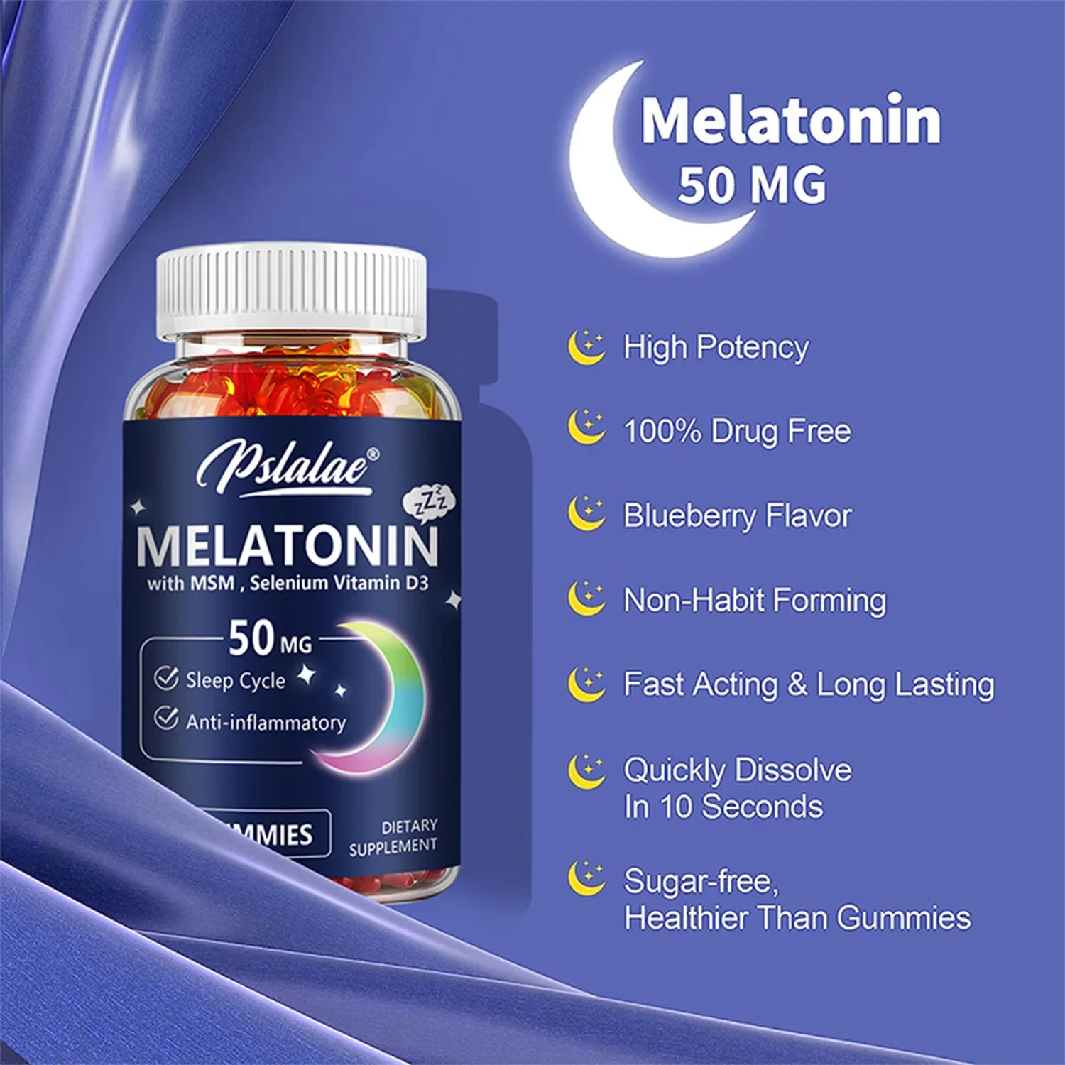Melatonin Sleep Gummy - Melatonin Gummies 50 Mg - Meningkatkan